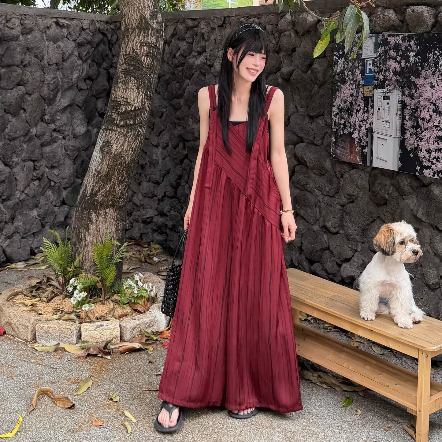 【ボトムス】ストライプ サロペット レディース 夏 オーバーサイズ ワイドパンツ ゆったり 体型カバー オールインワン 人気 リラックスコーデ【SHシリーズ】