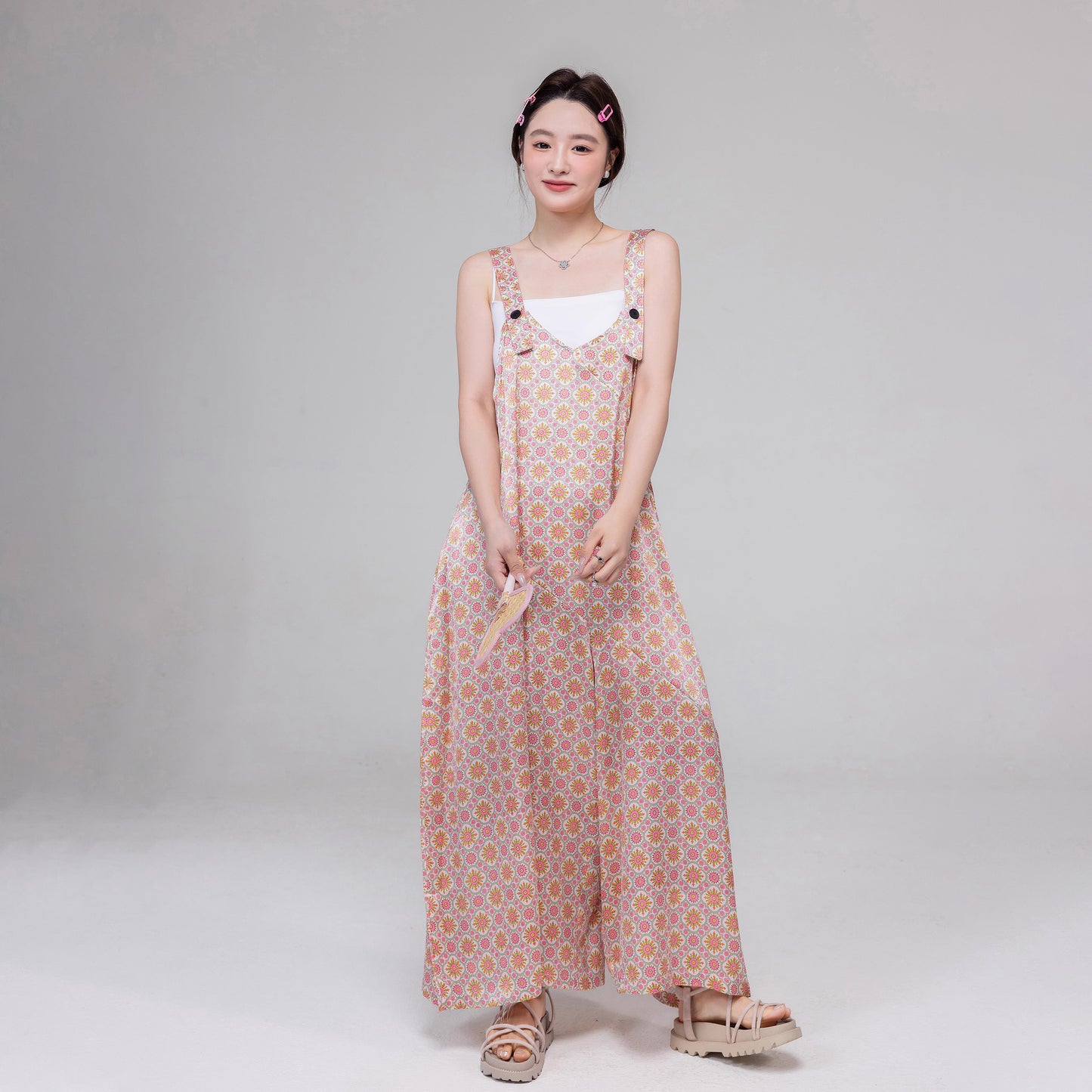 【ボトムス】夏にぴったりの涼しげ ゆったりカジュアル オーバーサイズオールインワン【SHシリーズ】