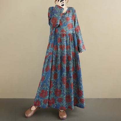期間限定🍂60%OFF【ワンピース】チェック柄切替ロングワンピース レディース 秋新作 長袖 ゆったり フレア 大人上品【SHシリーズ】