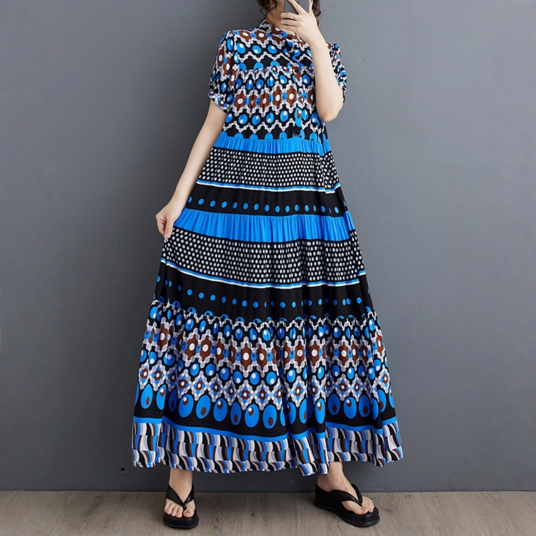 期間限定⭐️60%OFF【ワンピース】花柄 トレンド感 プリント 半袖 ロング ワンピース 【SHシリーズ】
