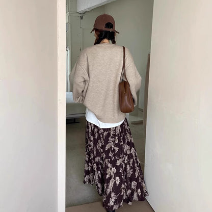 【ボトムス】レディース スカート 秋新作 Aライン ロング丈 花柄 フレア 体型カバー【SHシリーズ】