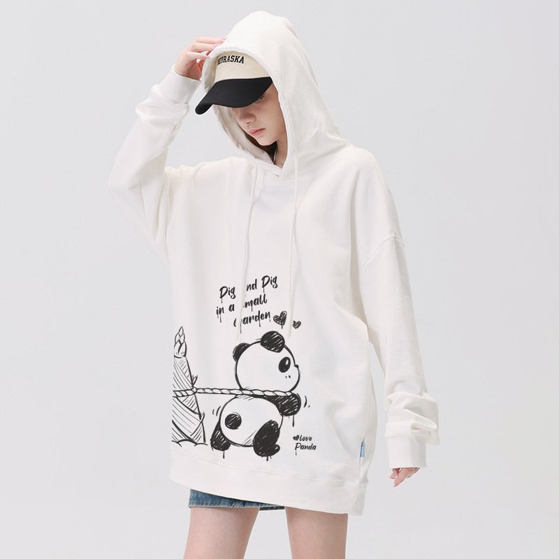 トップス】🐼パンダ柄 裏起毛・厚手 フード付き スウェット レディース