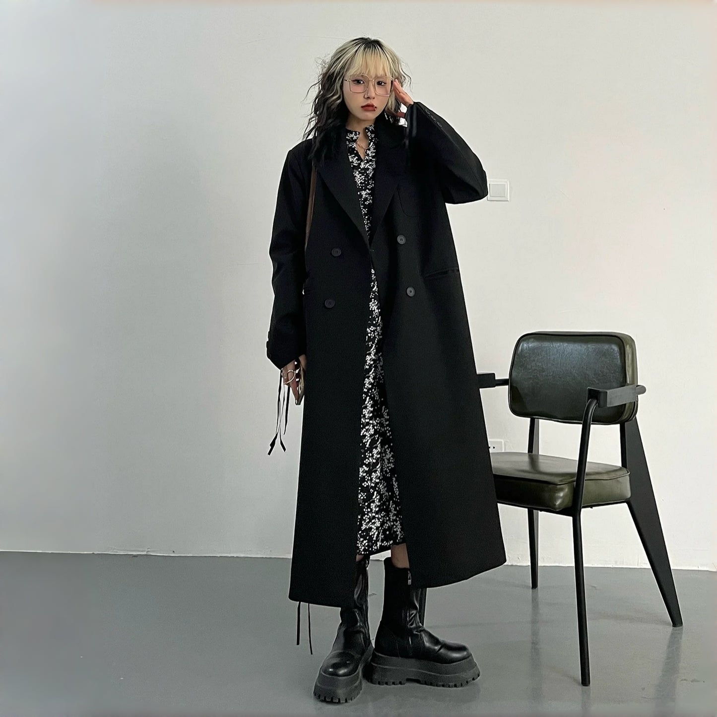 【アウター】韓国系 ルーズスタイル 高級感 フレンチ ロング スーツジャケット コート【FCシリーズ】