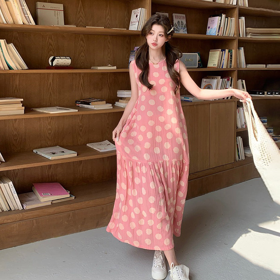 【ワンピース】ガーリー 夏 バカンス風ドーパミン 爆売れ ノースリーブワンピース【SHシリーズ】