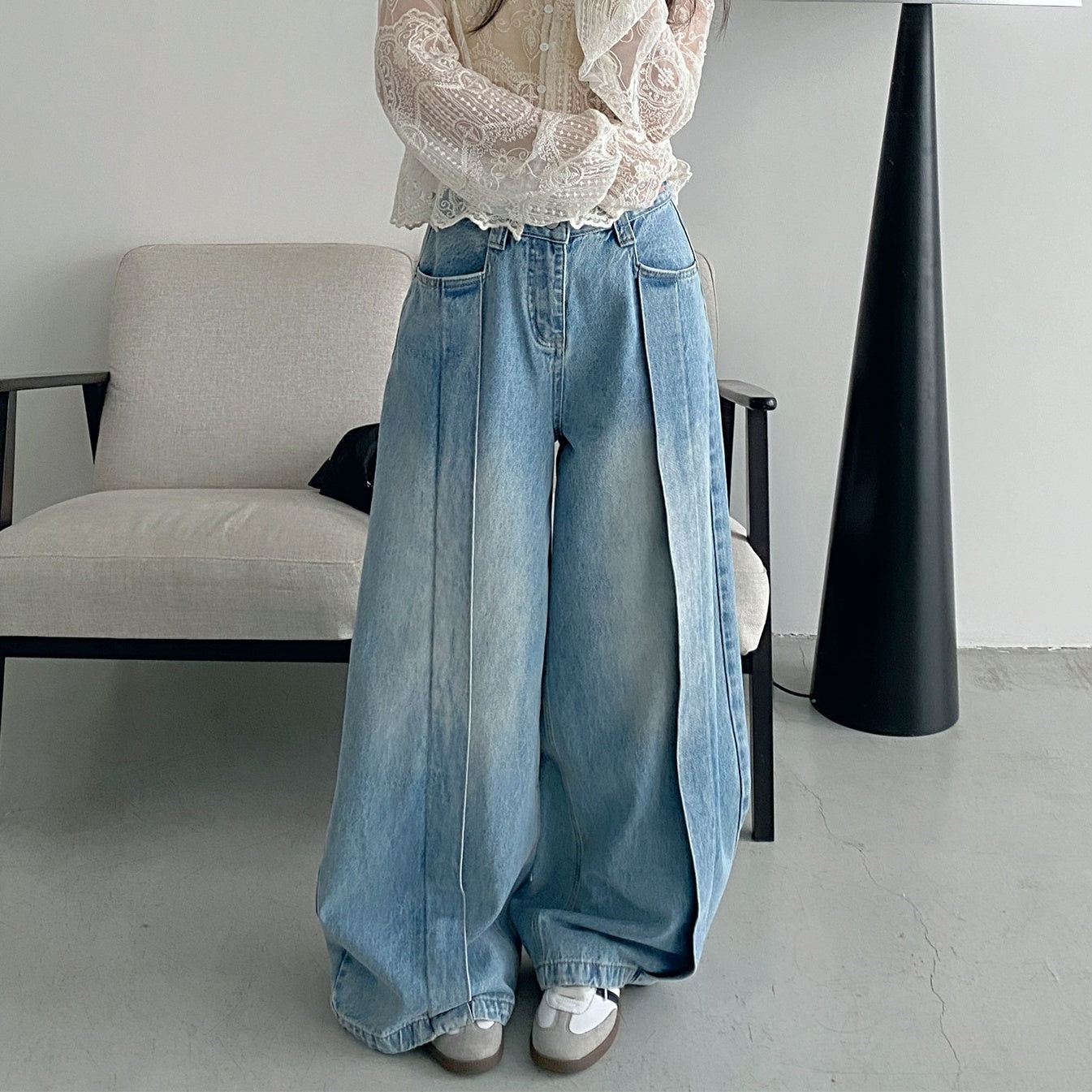 【ボトムス】春 秋 冬 夏 レトロ  ハイウエスト デニム パンツ 【FCシリーズ】