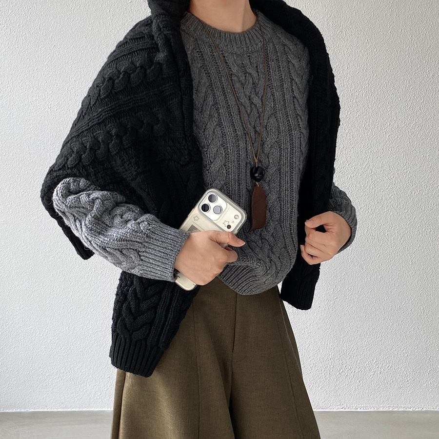 【トップス】レトロ感 厚手 プルオーバーニット 秋冬 ゆったり レディース セーター【JZシリーズ】