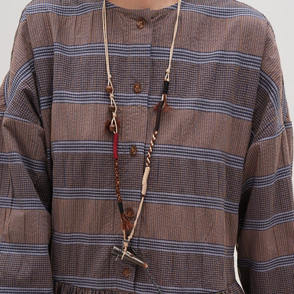 【ワンピース】春 秋 チェック柄 着痩せ効果 ミディ丈 ニッチ 長袖 ワンピース 【JZシリーズ】