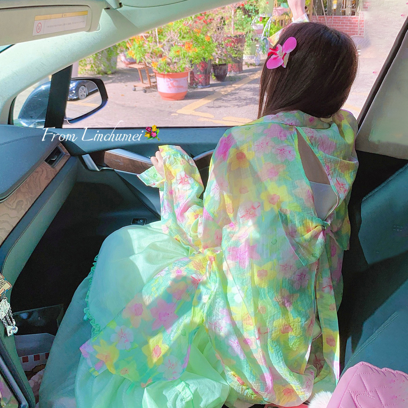 【アウター】夏 スイートリゾート風 スリット入りリボン 花柄 テンセル防晒シャツ【SHシリーズ】