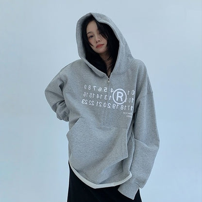 【アウター】春 秋 冬 厚手 オーバーシルエットハーフジップ フード付き パーカー ジャケット 【FCシリーズ】