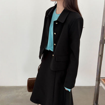 【アウター】韓国風 シャネル風 ジャケット+ プリーツスカート 2点上下セット 【JZシリーズ】