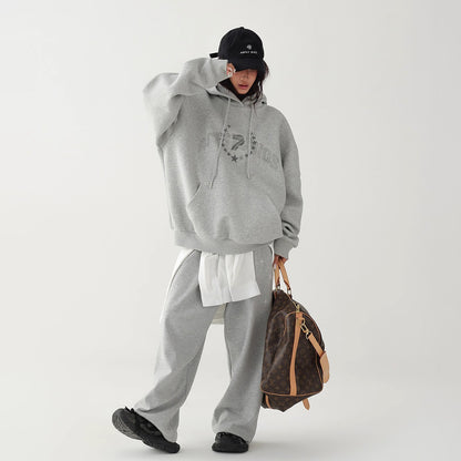 【トップス】秋冬新作 高見えロゴ×ゆるシルエット 体型カバー フード付きパーカー【FCシリーズ】