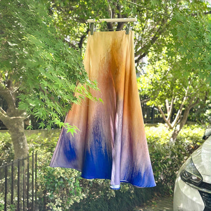 【ボトムス】夏 グラデーション ロング スカート 【SNシリーズ】