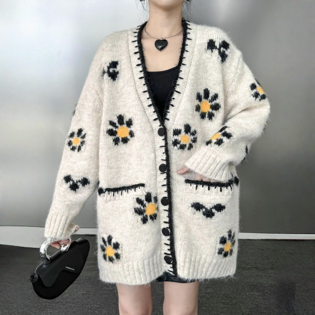 【トップス】春 秋 冬 フラワー ニット アウター ニット セーター 【AHシリーズ】