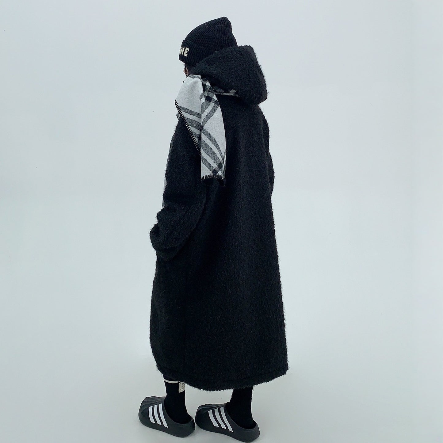 【アウター】春 秋 冬 ヘビーウェイト ツイード フード付き コート 【FCシリーズ】