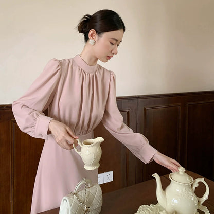 【ワンピース】春 秋 冬 花柄裾デザイン 通勤コーデ 立体裁断切り替え 長袖 ワンピース 【JZシリーズ】