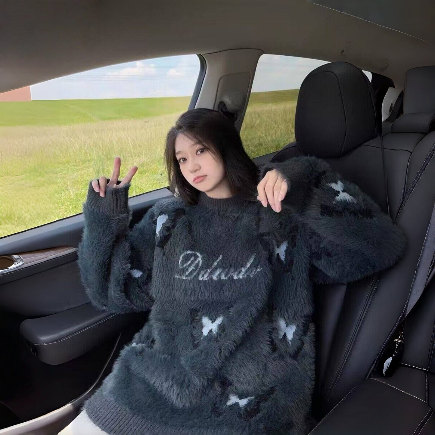 【トップス】アメリカンスタイル バタフライ ラウンドネック 合わせやすい ニットセーター【SHシリーズ】