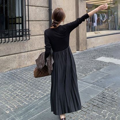 2点セット！【セットアップ】フレンチデザイン プリーツワンピース＋ベスト セット 秋新作 大人カジュアル ファッションコーデ【JZシリーズ】