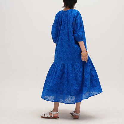 【ワンピース】【15~20日内発送】夏 クラインブルー 美肌見え	夏向け  薄手 半袖 ワンピース 【SHシリーズ】