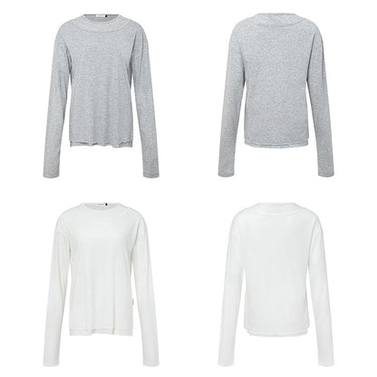 【トップス】【10～15日内発送】上品シルエット高級感 夏新作 シンプルレイヤード風 UVカット 薄手長袖Tシャツ【FCシリーズ】