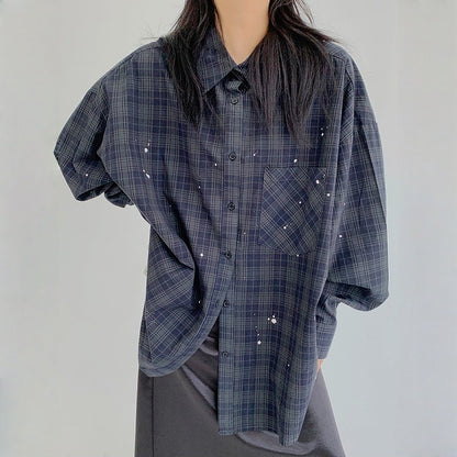 【トップス】春 秋 冬 アメリカン ヴィンテージ 加工 刺繍入り 長袖 シャツ 【FCシリーズ】