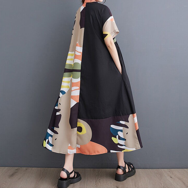 期間限定⭐️60%OFF【ワンピース】大人可愛い レトロ プリント ロングワンピース 夏 半袖 文芸風 ゆるシルエット 総柄 シャツドレス マキシ丈 大きいサイズ【SHシリーズ】