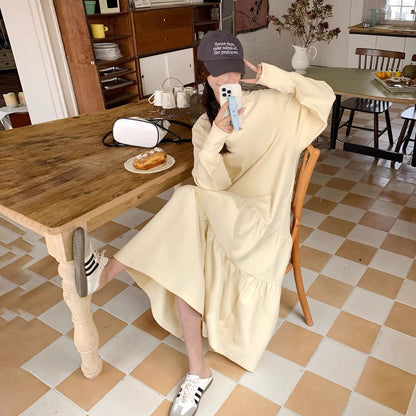 【ワンピース】リラックス感 スウェットワンピース 春秋 個性的 かわいい カジュアルゆったり 長袖ワンピース【JZシリーズ】