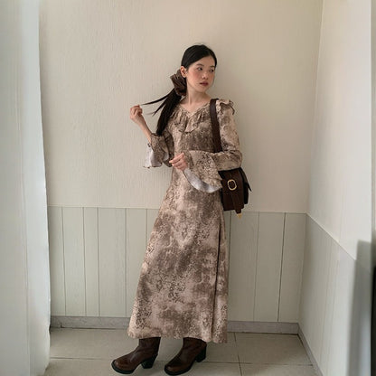 【ワンピース】春 秋 夏 フレアスリーブ フリル フレンチ風 長袖 ワンピース 【SHシリーズ】