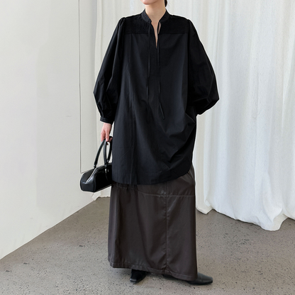 【ワンピース】韓国風 ゆったり感 リボン 長袖ワンピース レディース 初秋新作 バルーンスリーブ ミニ丈【JZシリーズ】