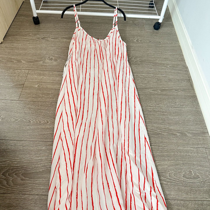 【ワンピース】カラーフラワー キャミワンピース レディース Vネック ウエストマーク フレアロング丈 リラックス感 夏ワンピース【SHシリーズ】