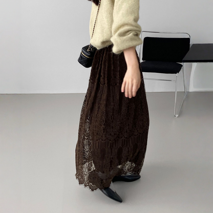 【ボトムス】春 秋 冬 レトロ レース 刺繍  Aライン スカート 【JZシリーズ】