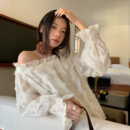 【トップス】春 秋 冬 起毛加工 オフショルダー 若々しい印象 シャツ 【JZシリーズ】