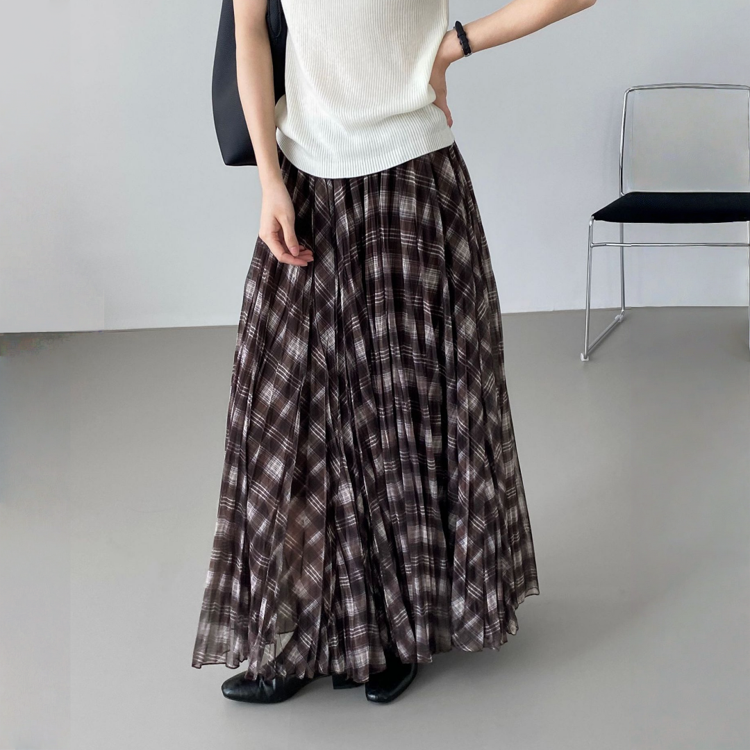 【ボトムス】春 秋 冬 夏 チェック柄 イレギュラー スカート 【SHシリーズ】