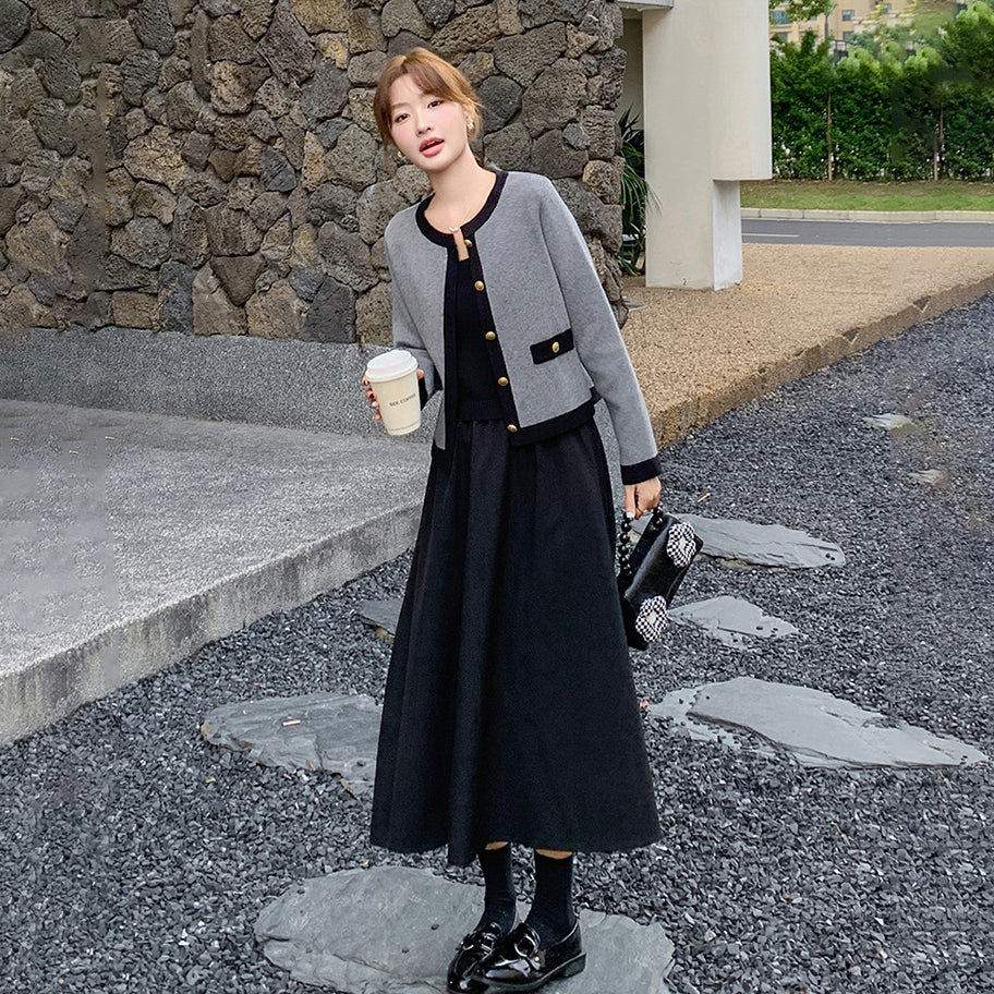 2点セット！【セットアップ】ニットセットワンピース レディース 春秋 高級感コーデ 2点セット 韓国風 おしゃれ トレンド【JZシリーズ】