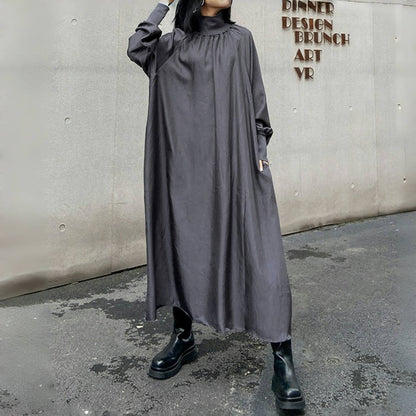 【24AW】【ワンピース】ハイネック ゆるリラックス 長袖ワンピース【AHシリーズ】