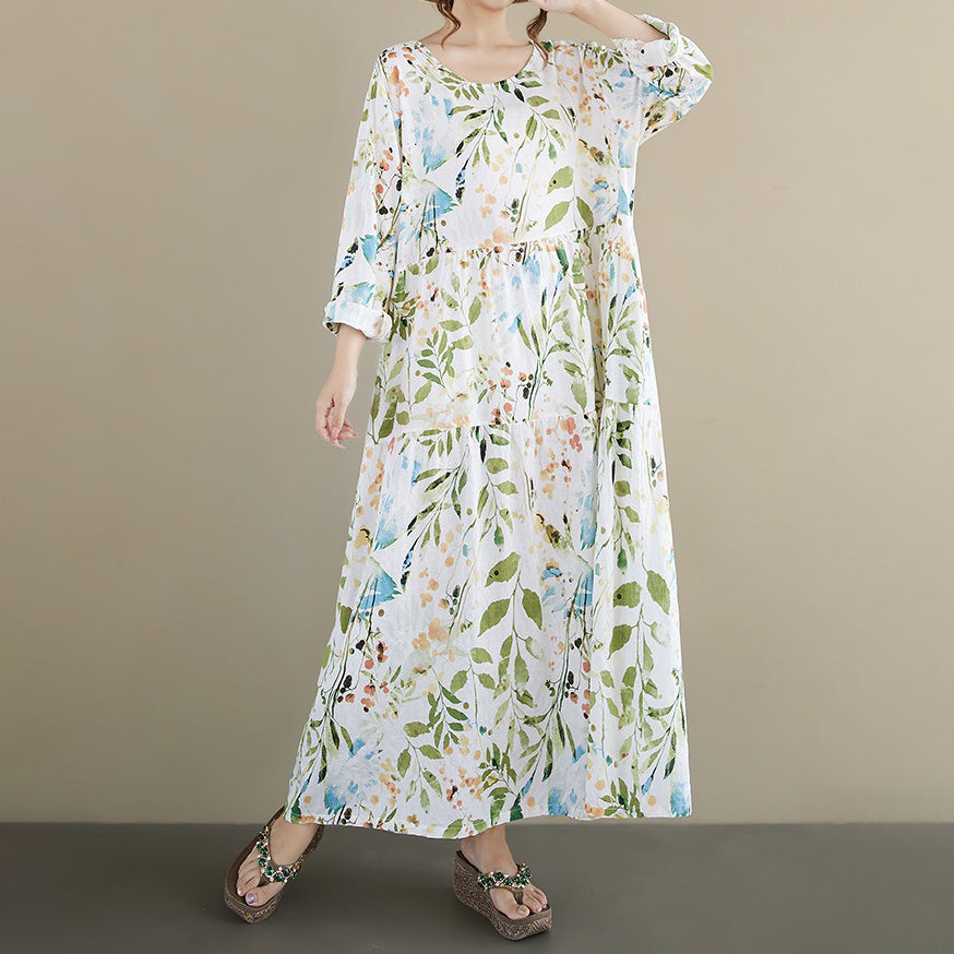 期間限定🍂60%OFF【ワンピース】ナチュラル風ロングワンピース レディース 長袖 ゆったり リラックス リゾート 大人可愛い【SHシリーズ】