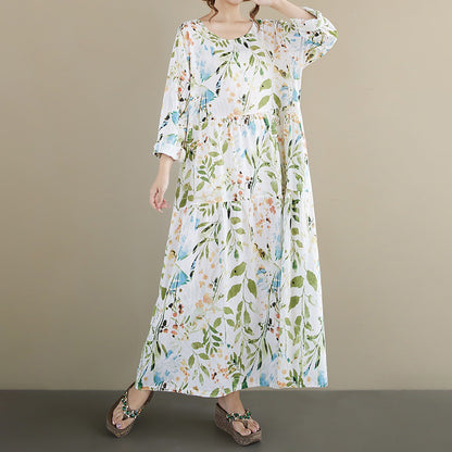 期間限定🍂60%OFF【ワンピース】ナチュラル風ロングワンピース レディース 長袖 ゆったり リラックス リゾート 大人可愛い【SHシリーズ】