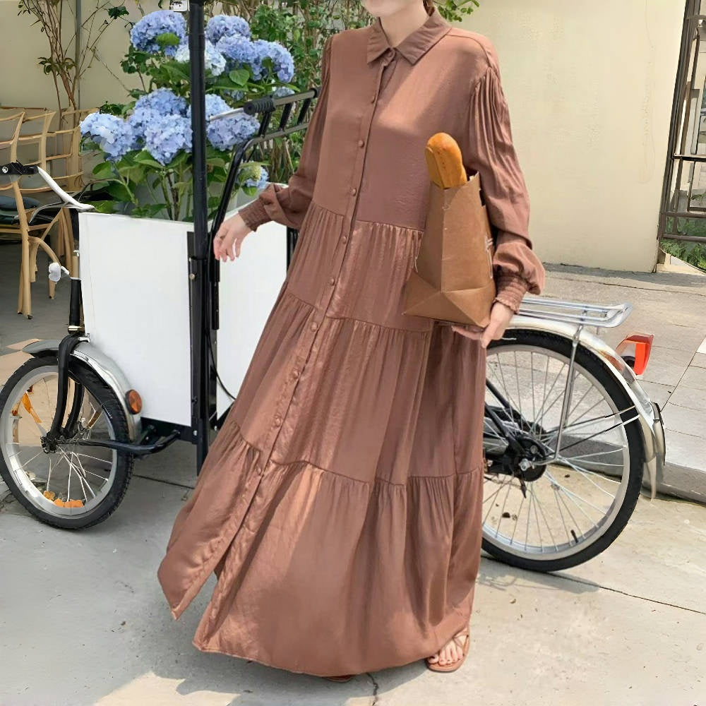 【ワンピース】10色展開 オーバーサイズ 長袖 大きいサイズ対応 無地 シャツワンピース