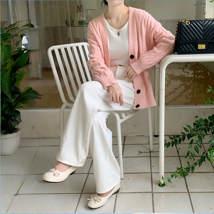 【アウター】春 秋 冬 Vネック ケーブル編み ニットセーター カーディガン 【JZシリーズ】