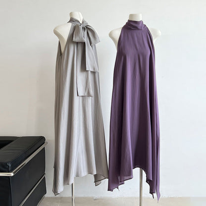 [洋裝] 夏季新品：法式時尚天絲飄帶無袖洋裝 |奢華度假風單品【SN系列】 