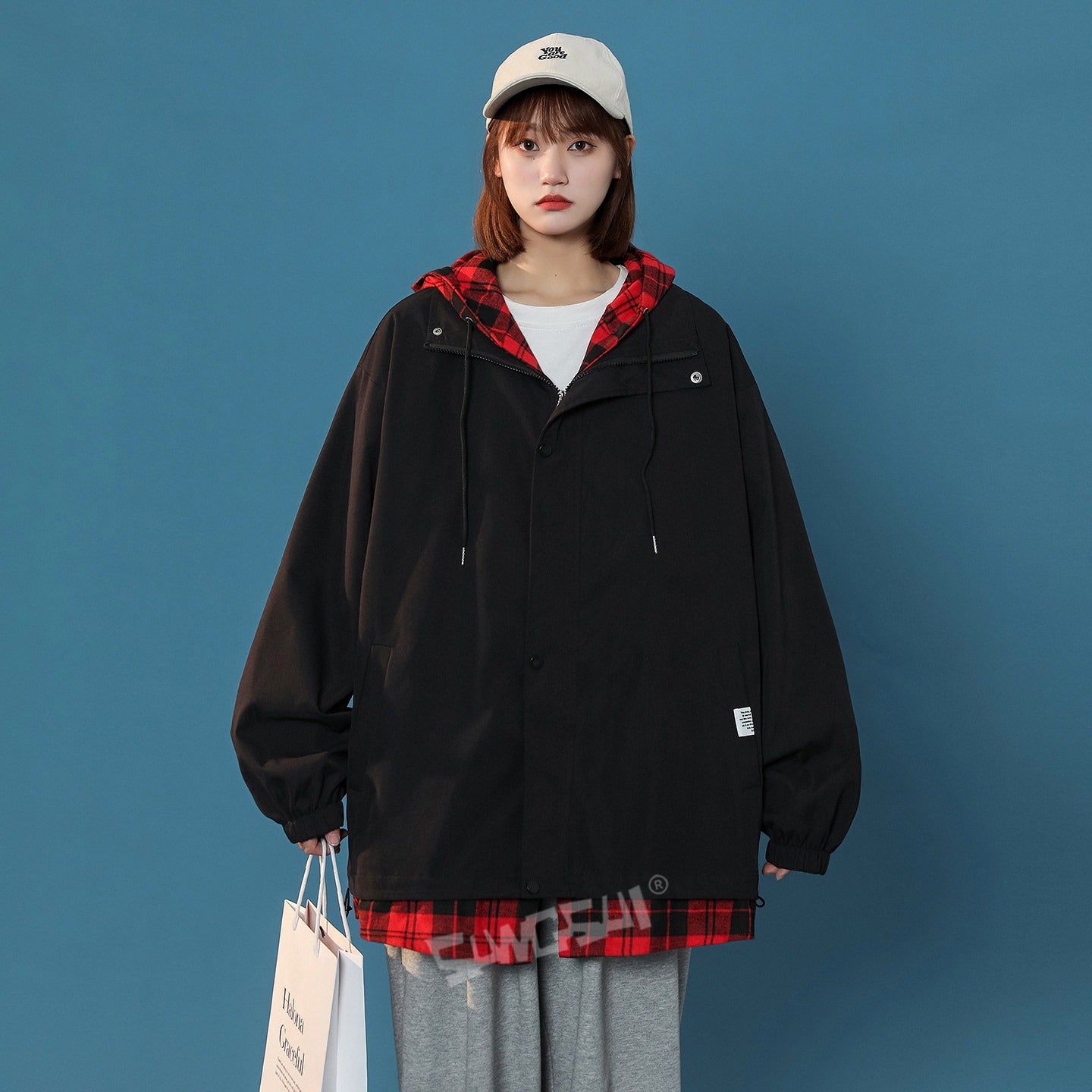 【アウター】レイヤード風 ゆったり 配色 ジップアップ スポーツ ジャケット レディース【FCシリーズ】