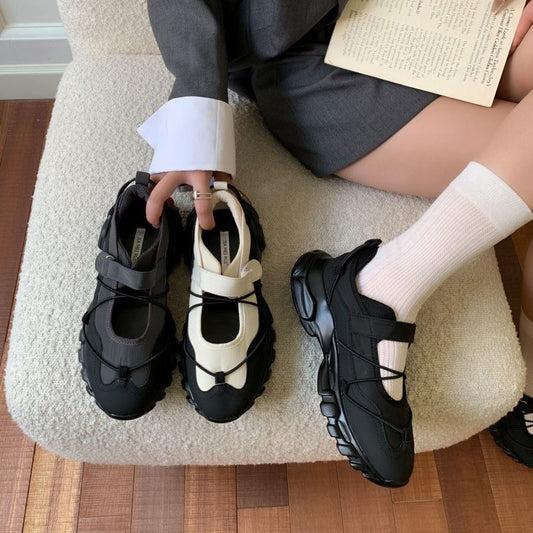 【シューズ】プラットフォームシューズ ラウンドトゥ 厚底 スポーツ パンプス/スニーカー