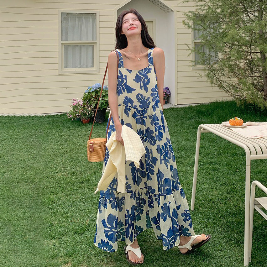2点セット！【セットアップ】甘かわブルー花柄 ノースリーブワンピース＋UVカーデ セット レディース 夏 若見えスタイル【SHシリーズ】