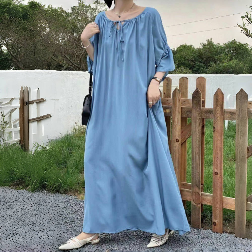 【ワンピース】夏 エレガント プラスサイズ 前後着用可能 半袖ワンピース