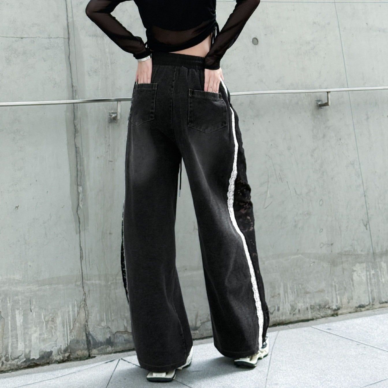 【ボトムス】夏 ウォッシュデニム 切り替え カジュアルデニムパンツ 【AHシリーズ】