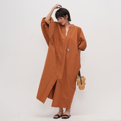 【ワンピース】夏 デザイン感溢れる プルオーバー ゆったりシルエット バカンス風半袖ワンピース【JZシリーズ】