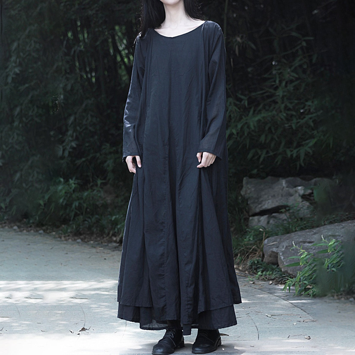 【ワンピース】新作 シンプルで洗練された コットン 長袖ワンピース【AHシリーズ】