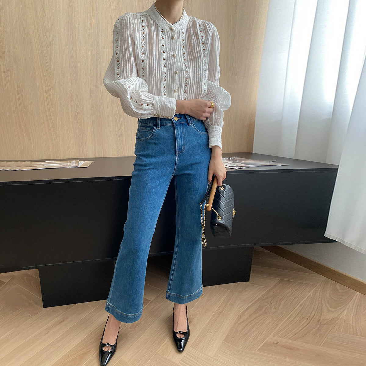 【ボトムス】初秋新作 レトロ デニムパンツ｜九分丈×美脚スリム【JZシリーズ】【SNシリーズ】