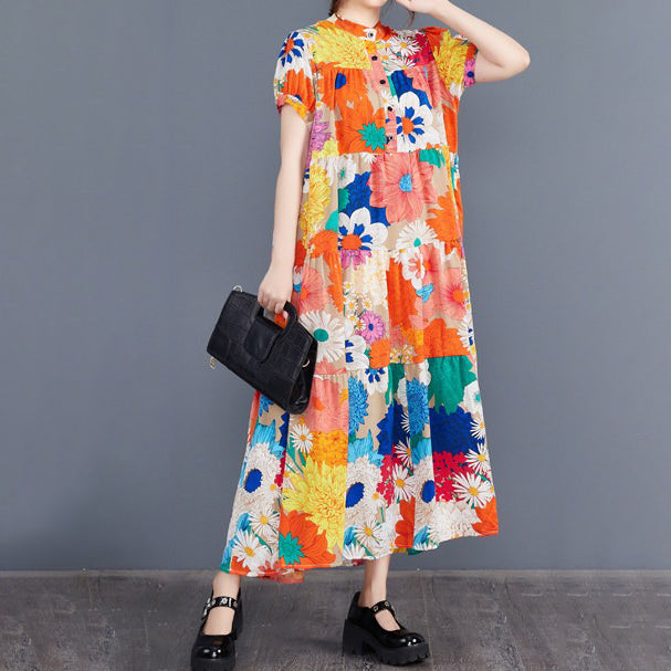 期間限定⭐60%OFF【ワンピース】レディース 大きいサイズ ワンピース 花柄 ティアード 2026夏 半袖 Aライン 膝下丈 総柄 プリント プルオーバー ゆるシルエット 30代 40代 50代【SHシリーズ】