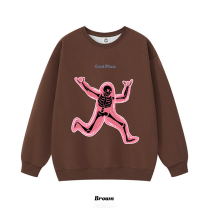 6カラー | M~3XL【トップス】ランニングスカル プリント クルーネックスウェット オーバーサイズ アメリカン ハイストリート ユニセックス 春秋 パーカー【FCシリーズ】