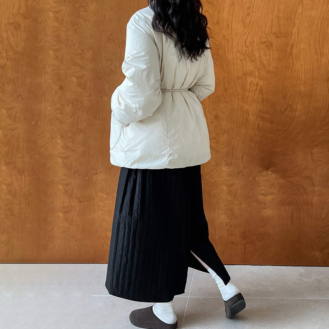 【アウター】ホワイトダックダウン レディース 冬 保温 軽量 ウエストリボン ダウンジャケット ダウンコート【JZシリーズ】